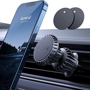 [6 Strong Magnet] Lamicall Car Phone Holder - Magnetic Cell Phone Mount for Car Air Vent with [Longer Hook], Mobile Car Phone Mount Cradle Stand Clip Grip for All Smartphones, iPhone 16 15 14 Pro Max