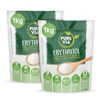 Pure Via Erythritol 2 X 1kg Pack, Zero Calorie & Keto Friendly Sugar Alternative, Non-GMO Certified