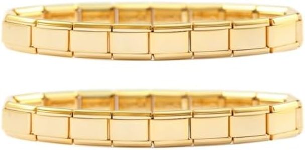 NewCharms 2 of Goldtone Brushed Italian Charm Starter Bracelet, no gemstone
