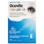 Ocuvite Complete, Eye Supplement Capsules, by Bausch + Lomb, Lutein and Zeaxanthin supplement with DHA Omega 3 plus Zinc, Supports Normal Vision, Two Capsules per Day