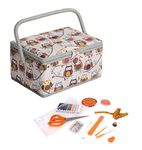 Hobby Gift Exclusive Pre-Filled Craft Hobby Storage Box with 94 Piece Sewing Kit Included, Hoot, Medium