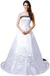 RohmBridal Strapless Satin Embroidery Wedding Dress Bridal Gown H36 White & Black Size 18