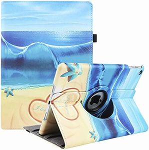 New iPad 9th/ 8th/ 7th Generation Case (10.2 inch) - 360 Degree Rotating Stand Smart Protective Cover with Auto Sleep Wake Feature for Apple iPad 10.2 Inch 2021/2020/2019 (Sea Heart)