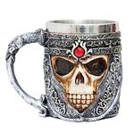 TIED RIBBONS Human Skull Design 3D Beer Coffee Mug Stainless Steel Milk Coffee Beer Mug Beverage Drinking Cup (Multi) - Fathers Day Gift for Dad from Son Daughter