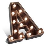 Glintee LED Marquee Letter Lights Black Alphabet Light Up Sign for Wedding Home Party Bar Decoration Battery Powered Letter Decor-A