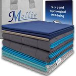Mellie Luxury Super King Weighted Blanket Set 6.8kg – Includes 2 Zippered Warming & Cooling Covers – Stress, Insomnia & Anxiety Relief – 180 x 200cm – Grey/White Navy/Cream Silver/Teal