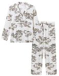 Joyaria Ladies Soft Jersey Knit Button Down/Up Long Sleeved Pajama/Pj/Sleep Sets(Floral, XXL)