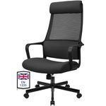 MELOKEA Ergonomic Office Chair with Height Adjustable Headrest, Comfy Mesh Chair with High Back, Lumbar Support, Silent Casters, Heavy Duty Chair for Conference Workspace, EN1335 Standard (All Black)