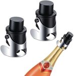 Champagne Stoppers for Bottles Stainless Steel with Built-in Pump Sparkling Prosecco Vacuum Bottle Save Sealer Stopper 2 Pack
