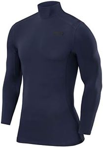 TCA Boys' Pro Performance Long Sleeve Running Compression Base Layer Top - Mock Neck - Navy Eclipse Mock Neck, 12-14 Years