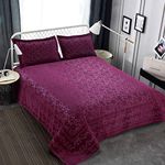 Victor Splash Coral/Cotton Viscose Double Bedcover with Pillow Covers Easy Wash/Extra Soft Breathable/Fade Resistant & Cooling - 90" x 100" / 228cm x 254cm (Wine)