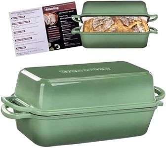 Articasting 11x5 Inch Cast Iron Loaf Pan With Lid, 5.8 Qt Large Loaf Pans for Sourdough Bread Baking, Heavy Duty Dutch Oven Bread Pan For a Crispy Crust, Pistachio