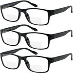 Bifocal Reading Glasses for Men and Women Rectangle MultiFocal Readers with Spring Hinges Retro Design +2