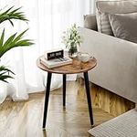 APICIZON Round Side Table, Small Coffee Table End Table for Living room, Bedroom, Small Space, Wooden Bedside Table, Easy Assemble, 42(D) x 51(H) cm, Rustic Brown and Black