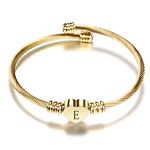 Luluadorn Gold Plated Heart Initial E Letter Bracelets Letters Alphabet Custom Personalized Name Cuff Bracelet Birthday Gifts Stainless Steel