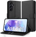 Hianjoo Case Compatible with Samsung Galaxy A55 6.6", Premium Protective Wallet Card Flip PU Leather Phone Case Replacement for Samsung Galaxy A55 - Black