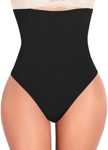 SAYFUT Tummy Control Thong Shapewear for Women 328 Waist Cincher Girdle Slimmer Sexy Thong Panty Shapewear Black