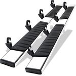 COMNOVA 6 Inches Running Boards(Including in 8 Brackes and Plastic Covers) & Steps for 2007-2018 Silverado/Sierra Crew Cab, A Pair Running Boards for Silverado Crew Cab.