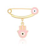 MANVEN Hamsa Evil Eye Stroller Pin Lucky Protection Clothes Brooch Diaper Bag Pin Birthday Gift, Metal, no gemstone
