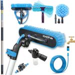 24ft Telescopic Water-Fed Window Cleaning Pole Kit — Extendable Reach Cleaner with Brush, Squeegee, Cobweb Duster & Soap Dispenser — Solar Panel, Conservatory, Gutter & High Window Cleaning System