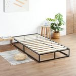 Olee Sleep 9 Inch Modern Metal Platform Bed Frame, Wood Slat Anti-Slip Support, Steel Mattress Foundation, No Box Spring Needed, Black, Twin Size