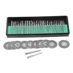 Jeanoko 30pcs Diamond Burs + 10pcs Saw Blades Cutting Discs + 2pcs Mandrels Rotary Tools Accessories Diamond Burr Accessories