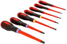 Bahco BE‑9888S ERGO VDE Insulated Screwdriver Set, 7 Piece Electrical Tool Kit with ERGOnomic Handles for Controlled Grip and Reduced Hand Strain in Precision Tasks