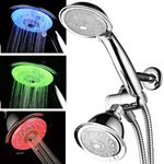 Luminex by PowerSpa 7-Color 24-Setting LED Shower Head Combo with Air Jet LED Turbo Pressure-Boost Nozzle Technology. 7 vibrant LED colors change automatically every few seconds