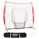 VEVOR 7x7 ft Baseball Softball Practice Net, Portable Baseball Training Net for Hitting Batting Catching Pitching, Backstop Baseball Equipment Training Aids with Carry Bag and Strike Zone