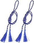 Sunnydaze Indoor/Outdoor Decorative Rope Curtain Tiebacks - Set of 2 - Blue