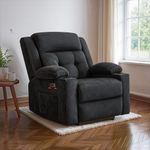 DROGO Luxora Zero Gravity Electric Motorised Single Seater Recliner Sofa with Rapid Recline Technology, Premium Fabric & Padded Body | Recliner Chairs for Home Relaxing with 1 Yr Warranty (Black)