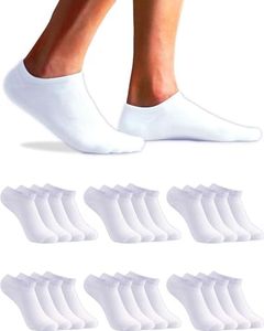 topline 12 Paia Calzini Uomo Corti e Calzini Donna Corti - Fantasmini Uomo e Fantasmini Donna - Calzini uomo e Calzini Donna in Cotone e Traspiranti (40-46, Bianco (12 Paia))