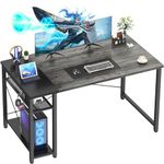 Besiost 47.2'' Gaming Desk, 47 Inches Computer Desk with Storage, Small Desk for Small Space, Simple Study Student Writing Desk, Laptop Table for Home Office, Grey and Black