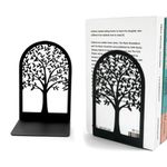 LdawyDE Book Ends for Shelves, 2 Heavy Duty Metal Bookends Desktop Decorative Tree Book Stopper Anti Scratch & Non-Skid Book End Support Book Binder Dividers Unique Practical Gift