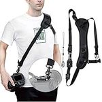 JJC Arac Swiss Style Camera Shoulder Strap Cross Body Strap with Safety Tether for Canon Nikon Sony Olympus Pentax DSLR Camera Camcorder