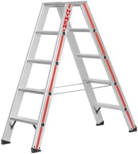Hymer Stufenstehleiter 2x5 Stufen (beidseitig begehbar, verstärkte Stufen, Spreizsicherung) 802410