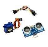 AVS COMPONENTS SG90 Servo motor Ultrasonic Sensor and 10 Pcs Male to Female jumper wire kit For DIY & Science Project