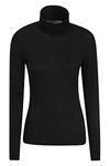 Mountain Warehouse Womens Merino Roll Neck Top - Quick Wicking, Quick Drying, Antibacterial, Ladies Baselayer - Best for Winter Camping, Outdoors, Travelling & Hiking Black 12