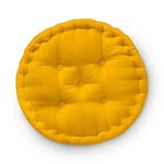 M-TEXITO Round Floor Cushions, Large Sitting Cushion, Cotton Cushion, Garden Cushion, Box Cushion for Sofa, Pooja, Yoga, Balcony (Pack of 1) (16 * 16 in, Yellow)