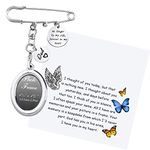 LQRI Wedding Bouquet Photo Charm Memorial Safety Pin Brooch No Longer by My Side Forever in My Heart Walk Down The Aisle Bridal Charm in Memory of Dad Sympathy Gift (dad)