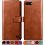 SUANPOT for iPhone 7 Plus/8 Plus 5.5 Inch case with [Credit Card Holder][RFID Blocking],PU Leather Flip Book Protective Cover Women Men for apple 7 Plus/8 Plus Phone case Light-Brown