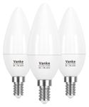 Vanke E14 LED Light Bulb, Warm White 2700K, 6W (40 Watts Equivalent), 470 Lumen LED Candle Bulb, SES Small Edison Screw Light Bulbs, Non-Dimmable, Pack of 3