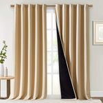 NICETOWN Thermal Insulated 100% Blackout Curtains, Noise Reducing Performance Drapes with Black Lining, Full Light Blocking Panels for Patio (Biscotti Beige, 1 Pair, 70 inches x 95 inches)