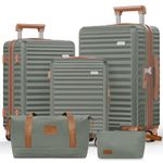 SHOWKOO Luggage Sets 3 Piece Hardside Expandable Suitcase with Double Spinner Wheels TSA Lock (Green, 5 Piece Set)