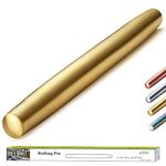 Berglander Stainless Steel Rolling Pin Matte Finish with Gold Titanium Plating for Baking Pizza Dough, Pie, Cookie, Essential Kitchen Utensil Gift Ideas Gor Bakers.