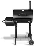 NutriChefKitchen Charcoal Grill Offset Smoker with Cover, Portable Stainless Steel Grill, Outdoor Camping BBQ and Barrel Smoker (Black)