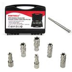 NORTOOLS Annular Cutters Set 6 PCS HSS M2 Weldon Shank Drills with Pilot Pin Holesaw Cutter for Wood Channel Steel Iron Stainless steel Plate Aluminum Brass Cast 12 14 16 18 20 22 mm