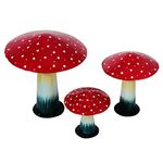 Wonderland Set of 3 : Mushrooms/Mushroom Decor in Metal for Garden or Balcony or Outdoor or Home or Gift