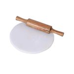 CHULO White Marble Roti Maker with Wooden Belan/White Marble Chakla 10 Inch Diameter with Belan (White Chakla with Belan)