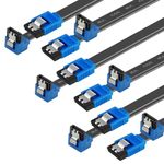 BENFEI SATA Cable III, 6 Pack SATA Cable III 6Gbps 90 Degree Right Angle with Locking Latch 18 Inch for SATA HDD, SSD, CD Driver, CD Writer - Blue